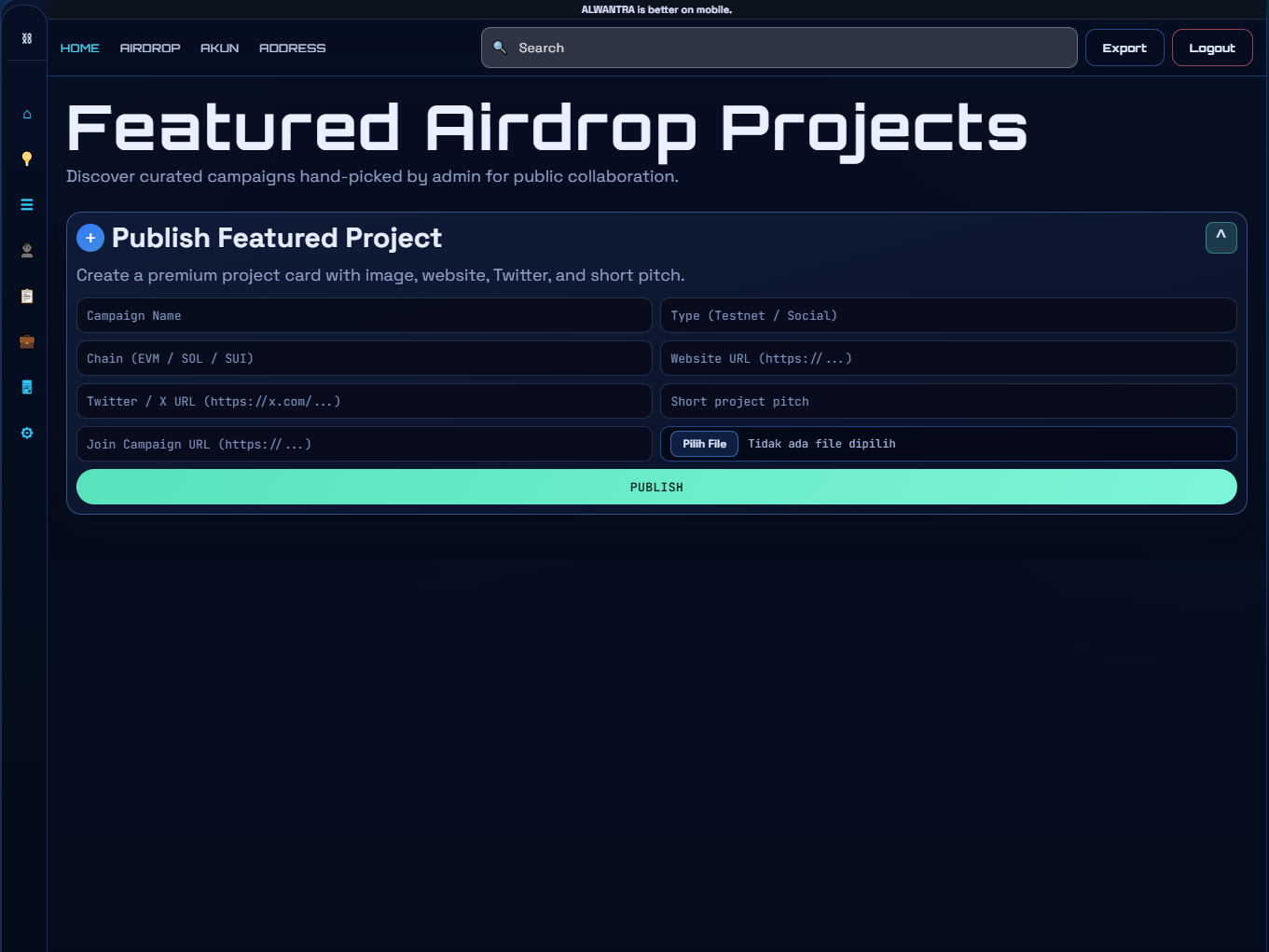 ALWANTRA Dashboard Preview